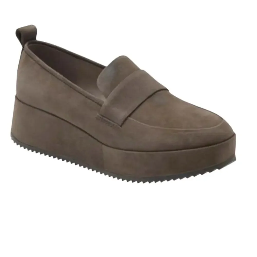 EILEEN FISHER Max Suede Nubuck Wedge Loafers Platform Pumps Slip On Sz 8.5